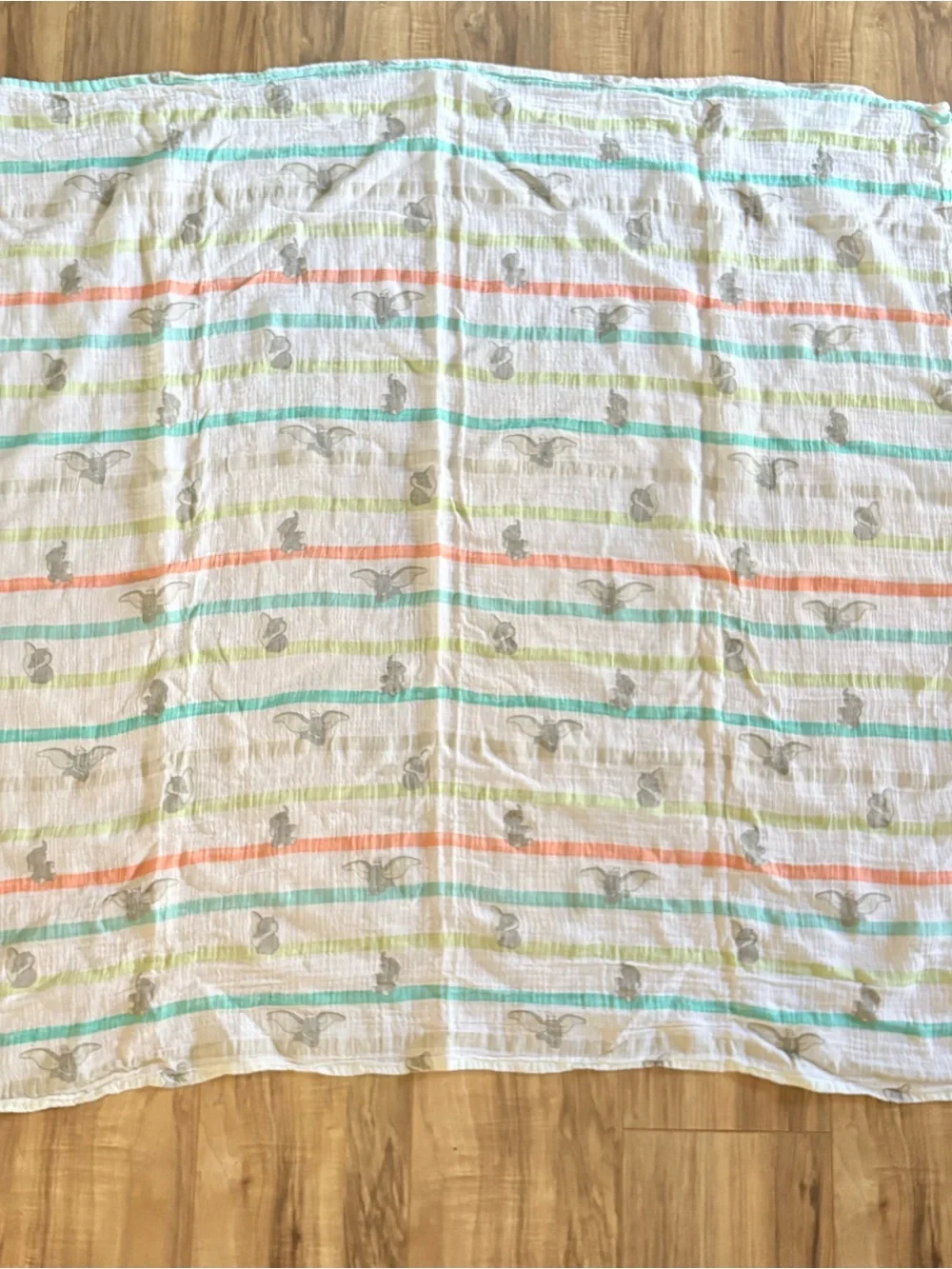 Aden &‎ Anais Baby Disney Dumbo Muslin Swaddle Blanket Elephant Stripes 45”x43”